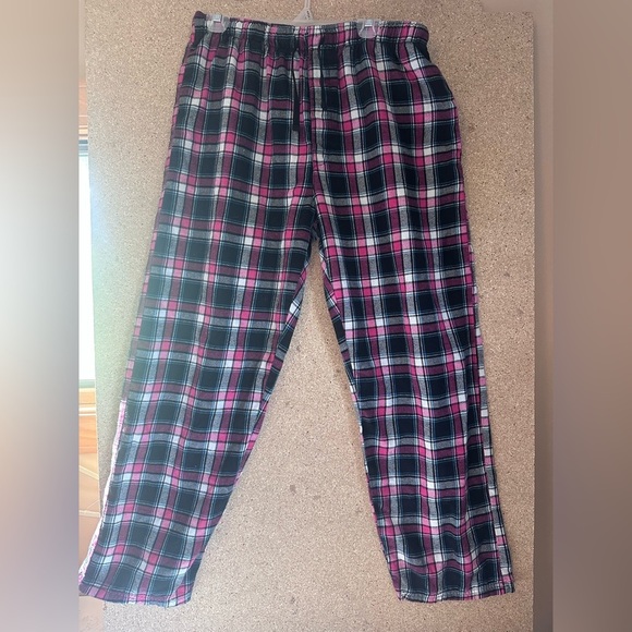 Plaid Pajama Pants in Pink and Black Tie Waist Size Large - Picture 1 of 9